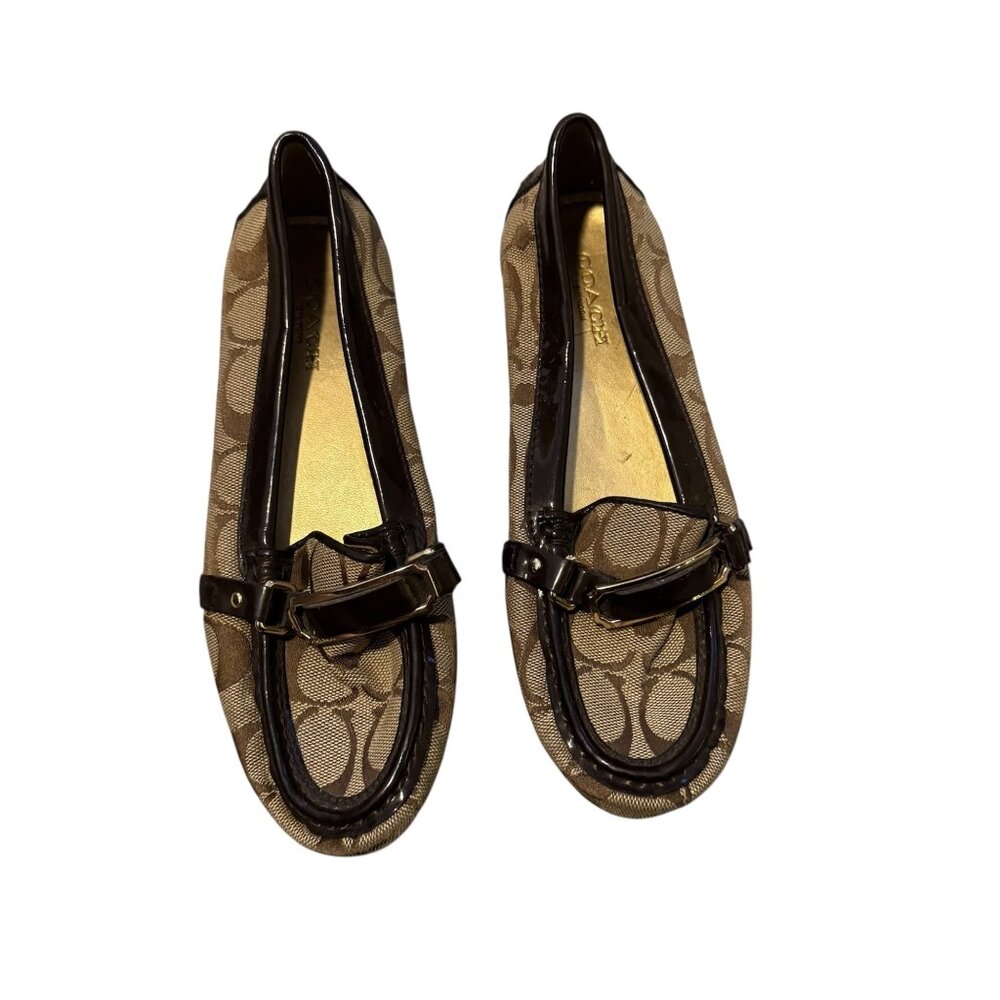 Coach Signature Brown Loafer Flynn Size 5 Womens